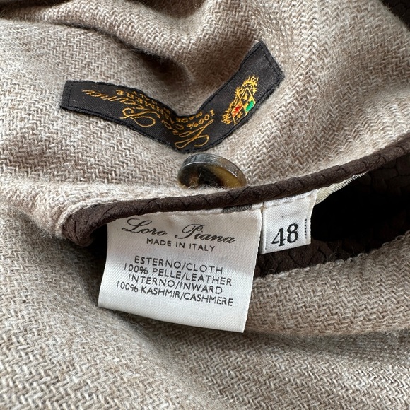 LORO PIANA Brown Fine Suede Leather 100% Cashmere Jacket Coat Intrecciato 48 38 - Picture 4 of 15